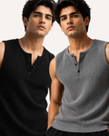 Pack of 2 Waffle Knitted Henley Sando Tank Tops