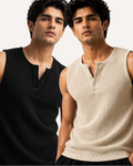 Pack of 2 Waffle Knitted Henley Sando Tank Tops