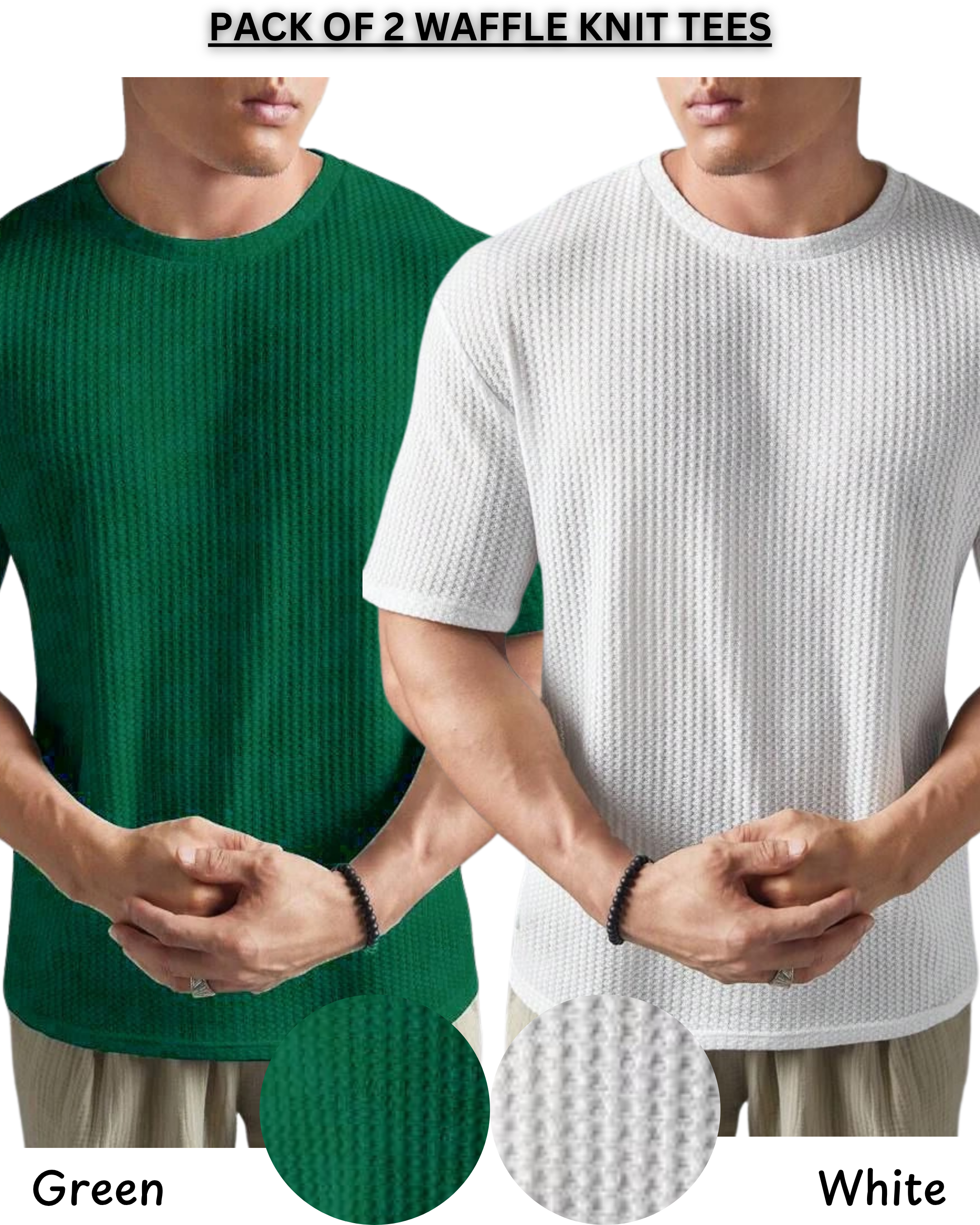 Pack of 2 – Oversized Waffle Knit T-Shirts for Men