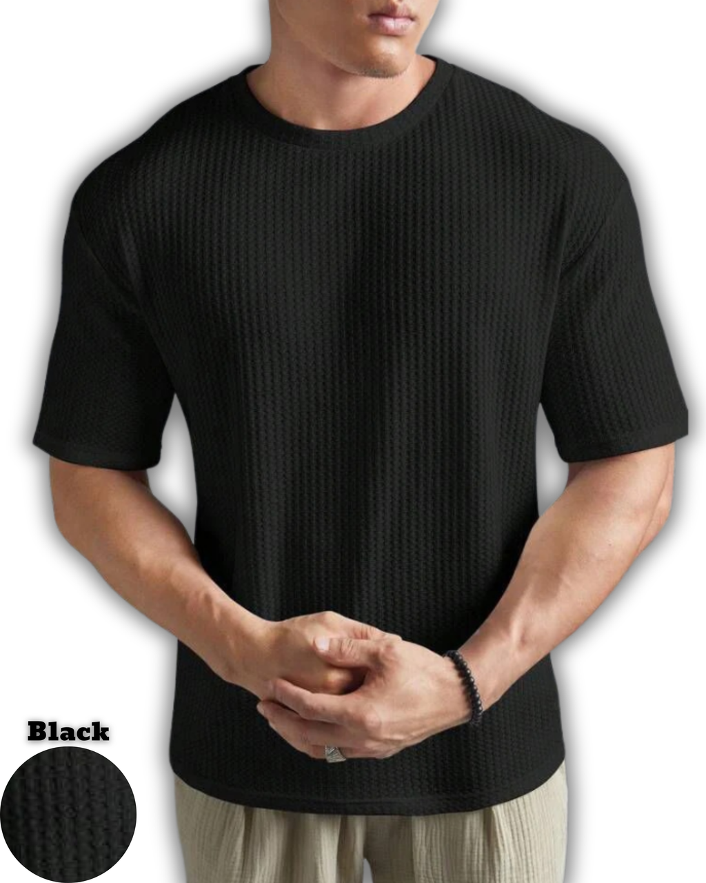 Pack of 2 – Oversized Waffle Knit T-Shirts for Men