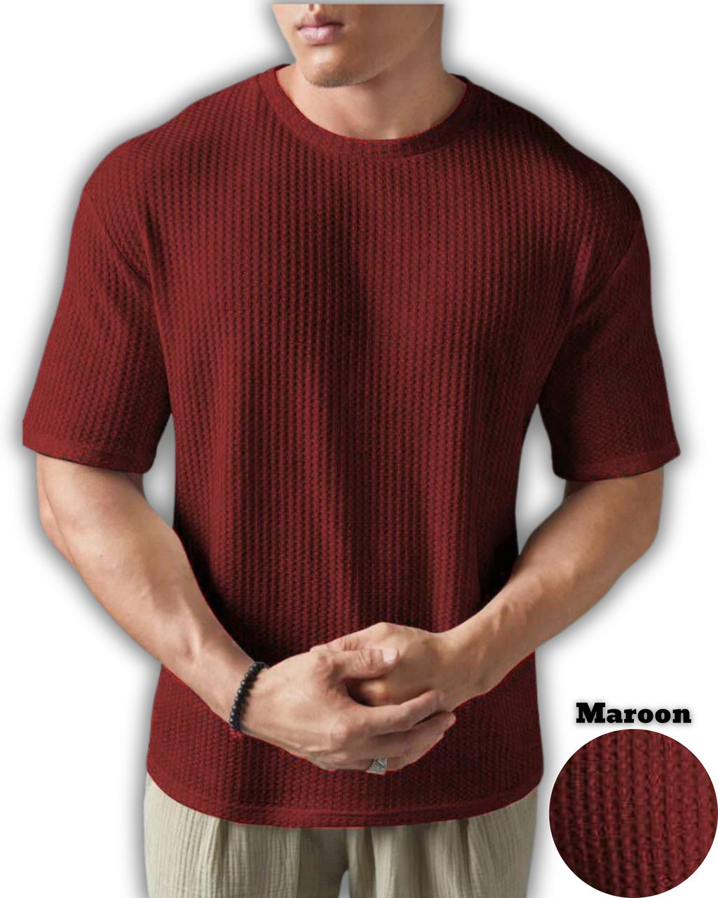 Pack of 2 – Oversized Waffle Knit T-Shirts for Men