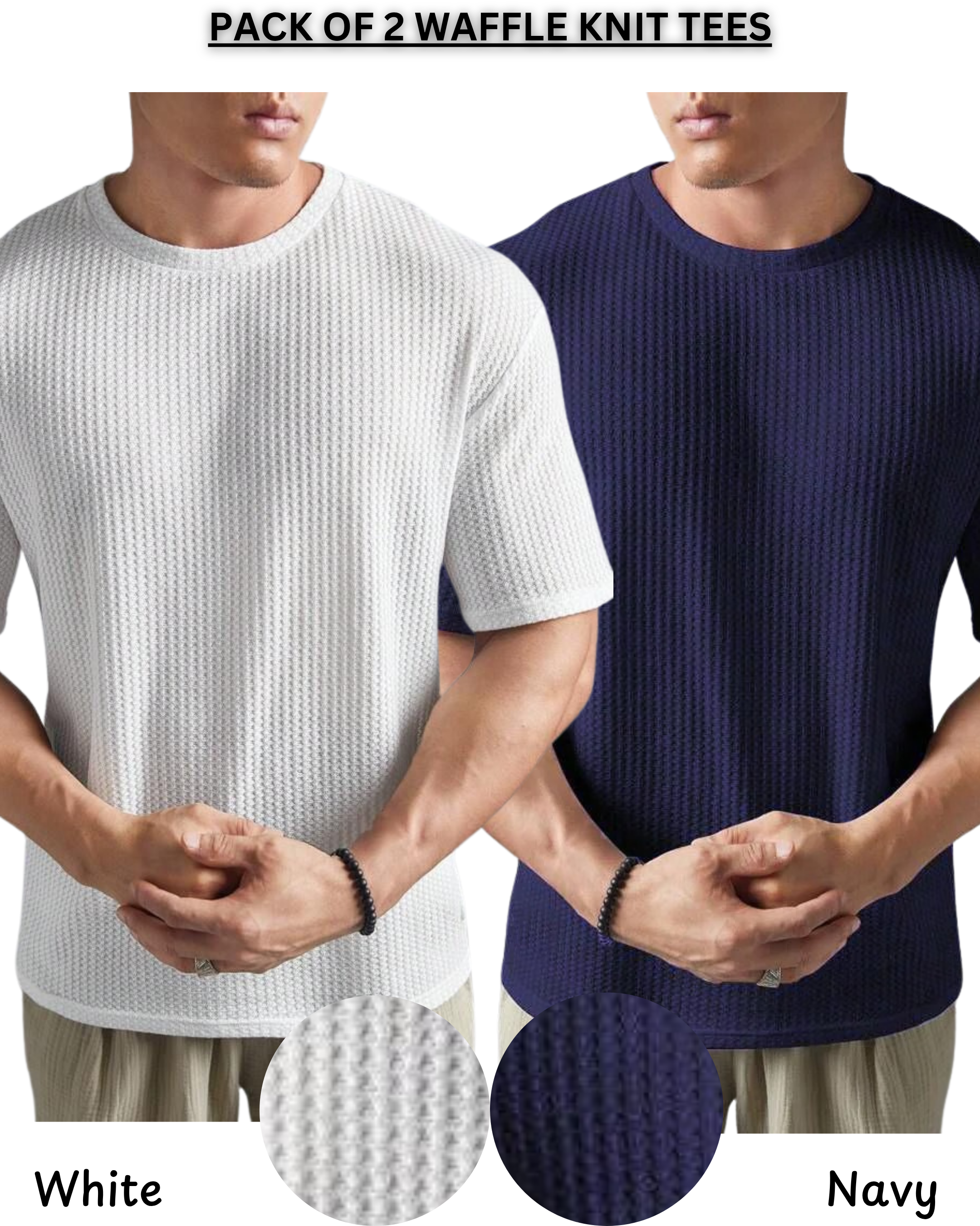 Pack of 2 – Oversized Waffle Knit T-Shirts for Men