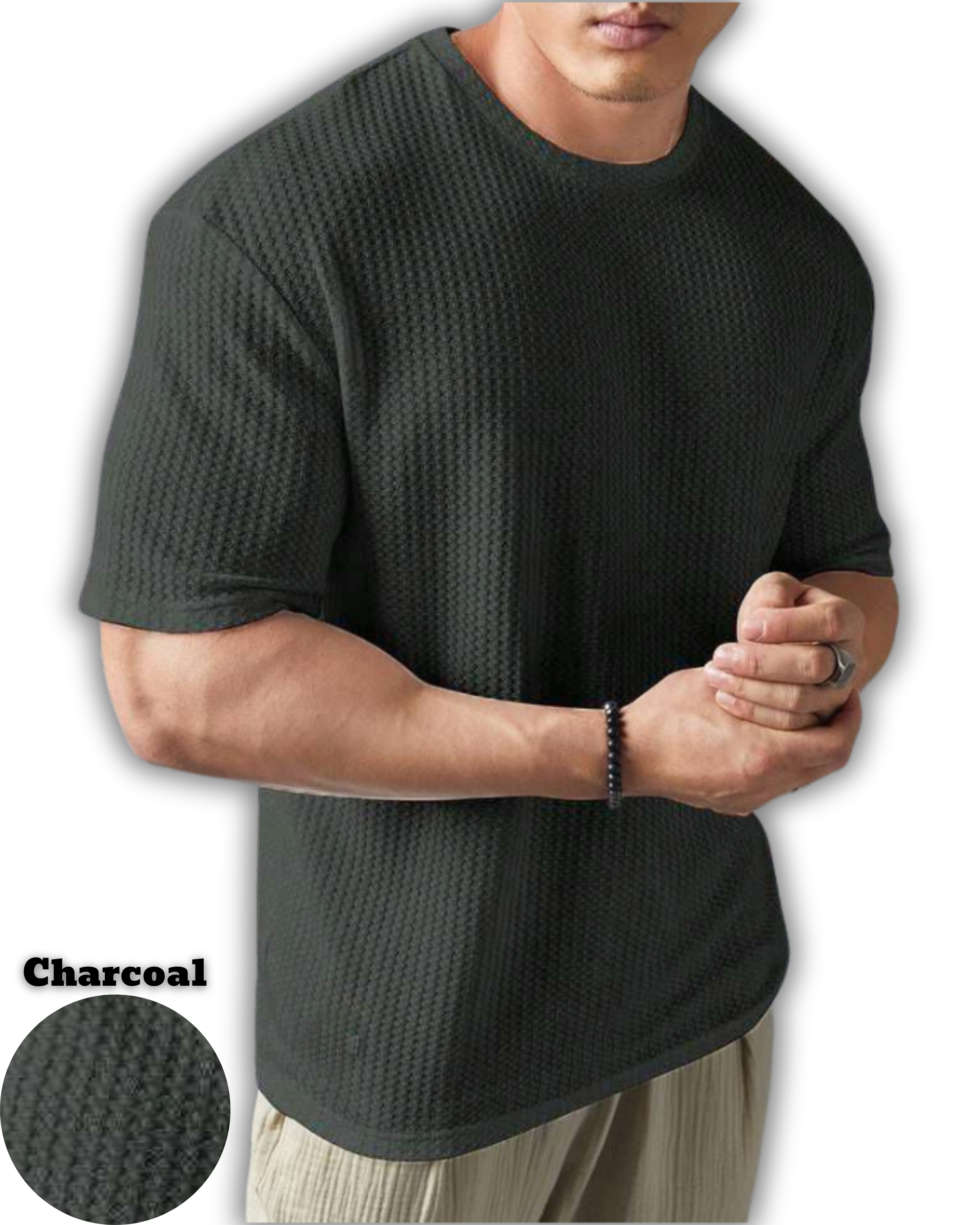Pack of 3 – Oversized Waffle Knit T-Shirts for Men
