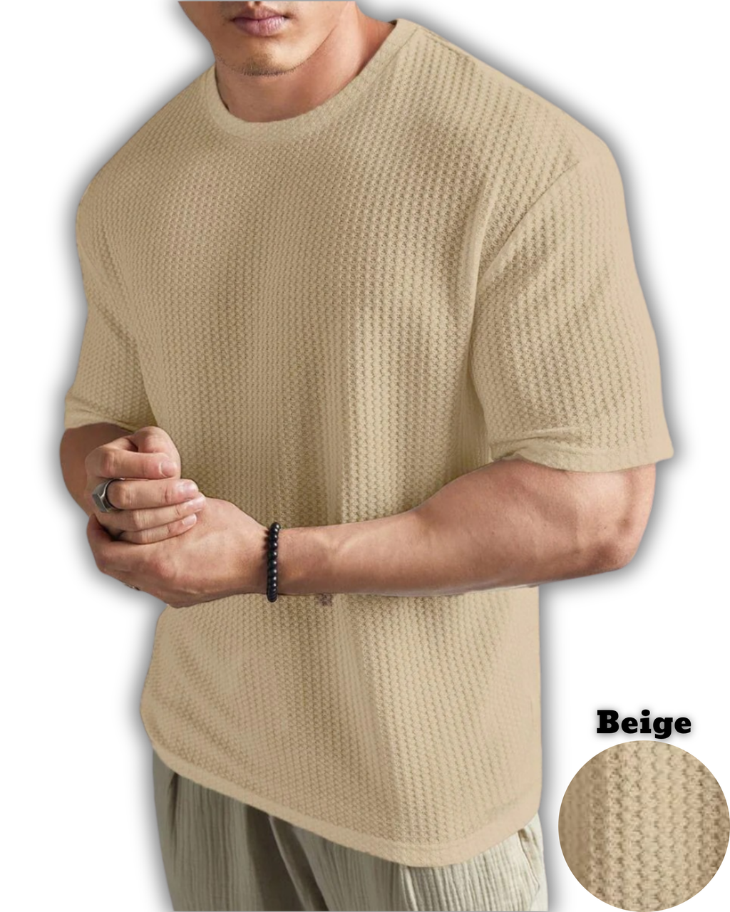 Pack of 2 – Oversized Waffle Knit T-Shirts for Men