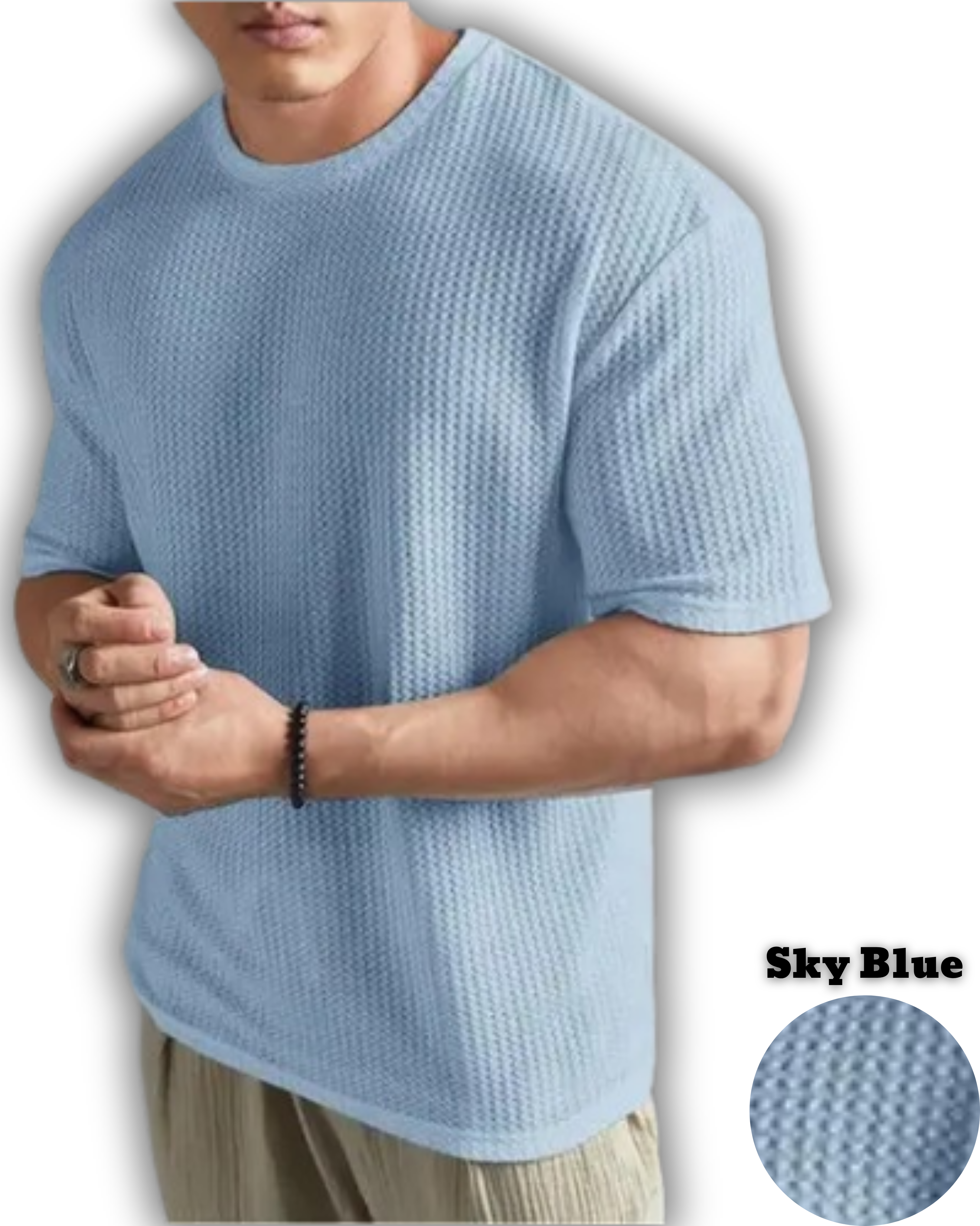 Pack of 2 – Oversized Waffle Knit T-Shirts for Men