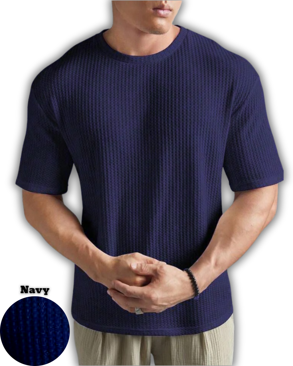 Pack of 2 – Oversized Waffle Knit T-Shirts for Men