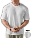 Oversized Waffle Knit T-Shirt for Men – White