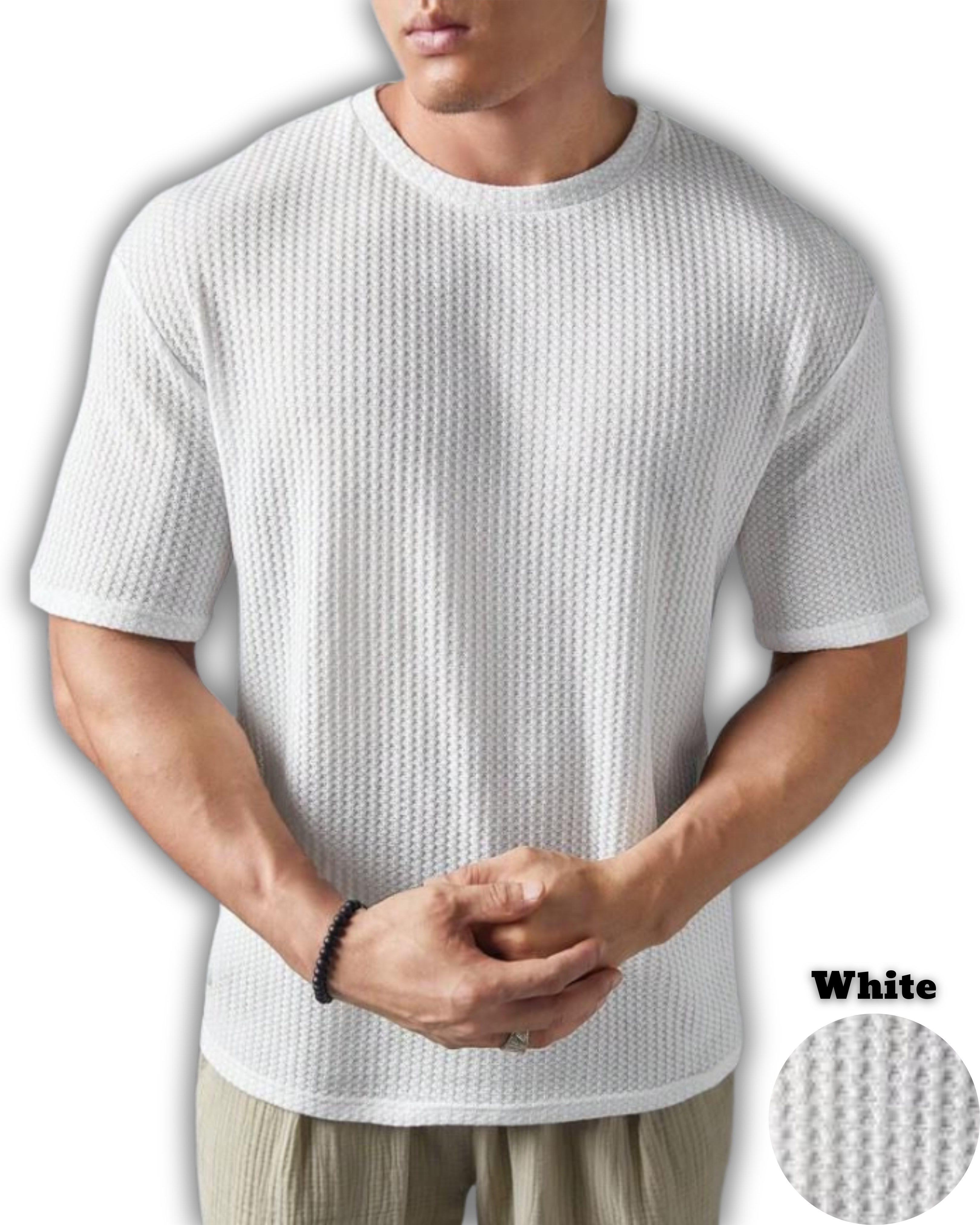 Pack of 2 – Oversized Waffle Knit T-Shirts for Men