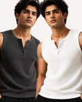 Pack of 2 Waffle Knitted Henley Sando Tank Tops