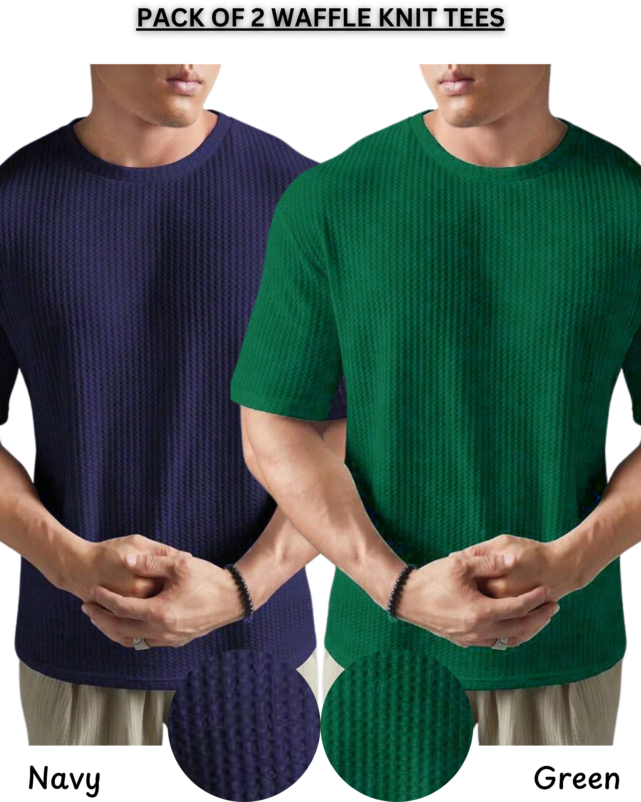Pack of 2 – Oversized Waffle Knit T-Shirts for Men