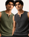 Pack of 2 Waffle Knitted Henley Sando Tank Tops