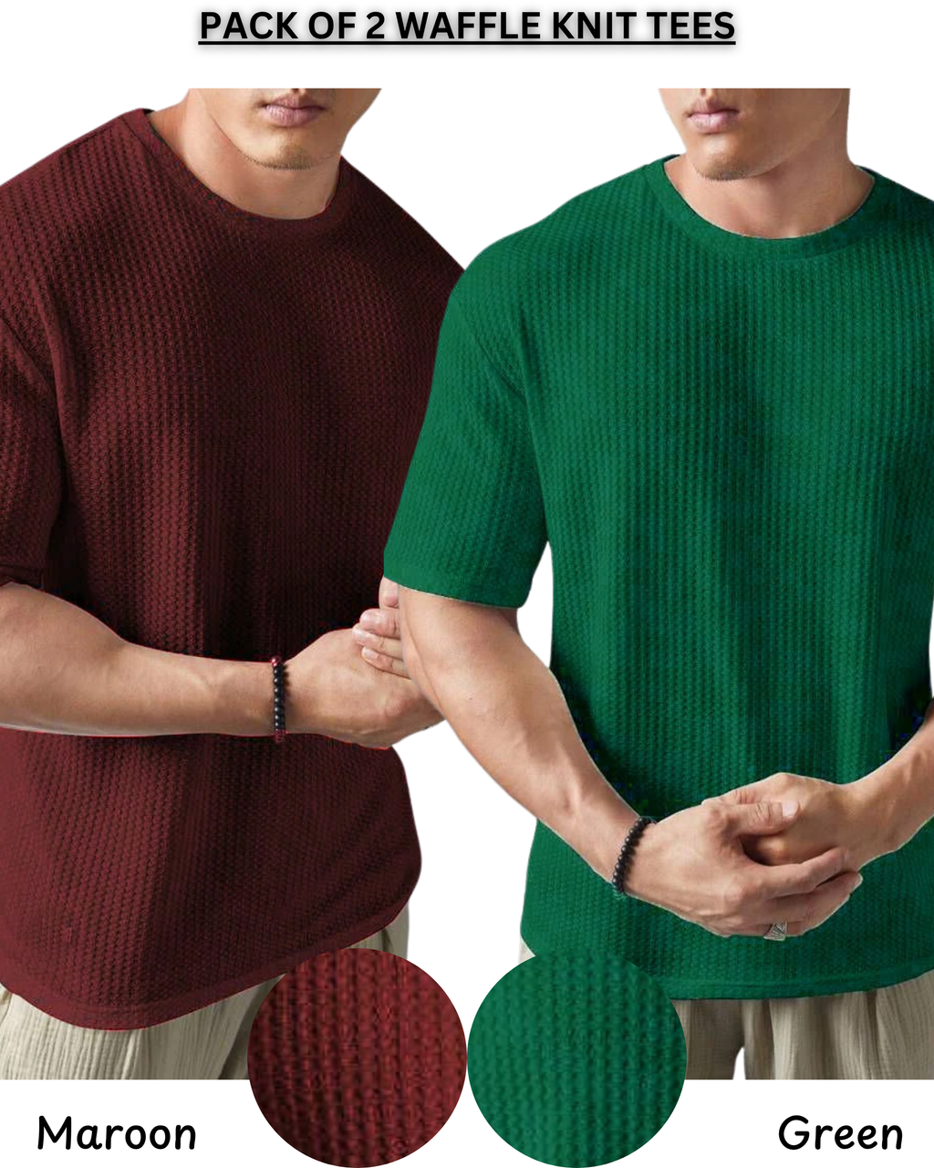 Pack of 2 – Oversized Waffle Knit T-Shirts for Men