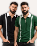 Pack of 2 Zipper Stripe Polo's