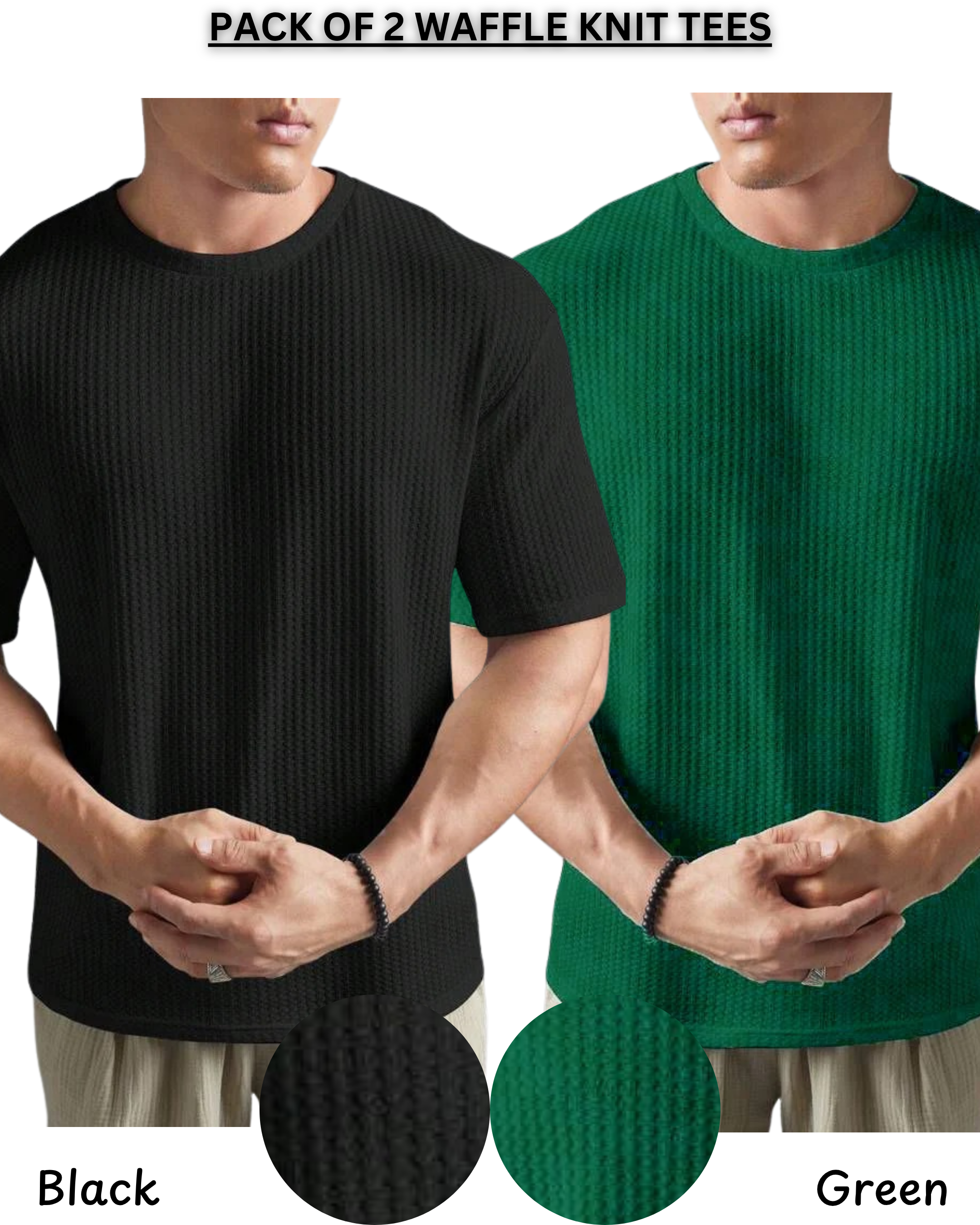 Pack of 2 – Oversized Waffle Knit T-Shirts for Men