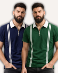 Pack of 2 Zipper Stripe Polo's