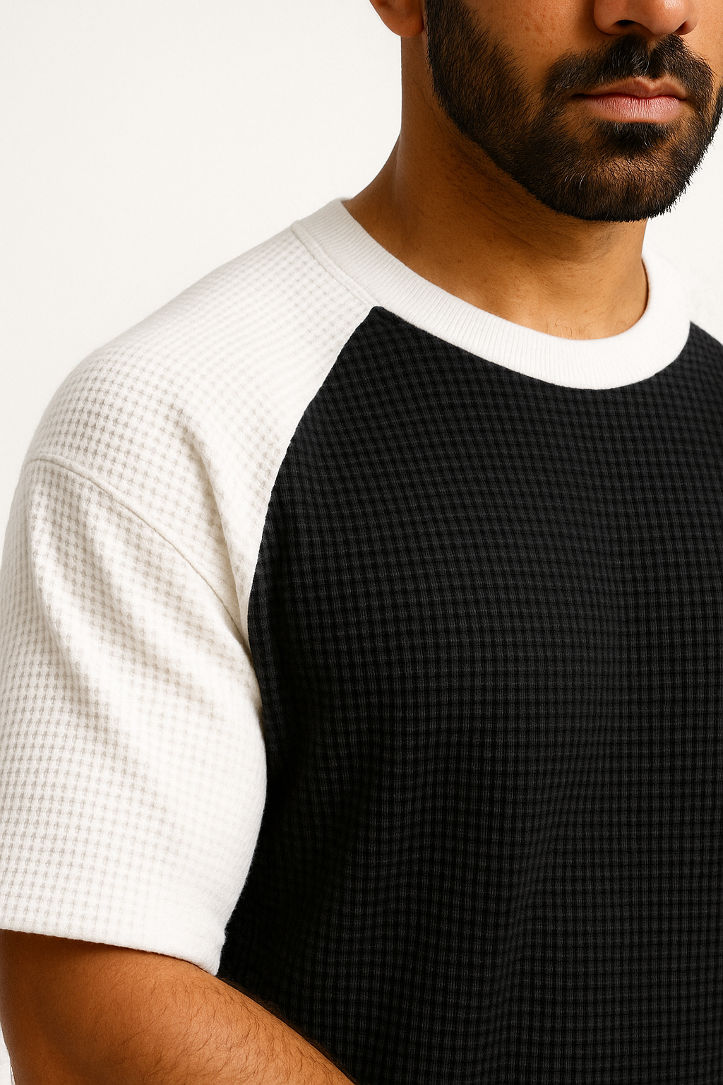 Oversized Waffle Knit Raglan T-Shirt