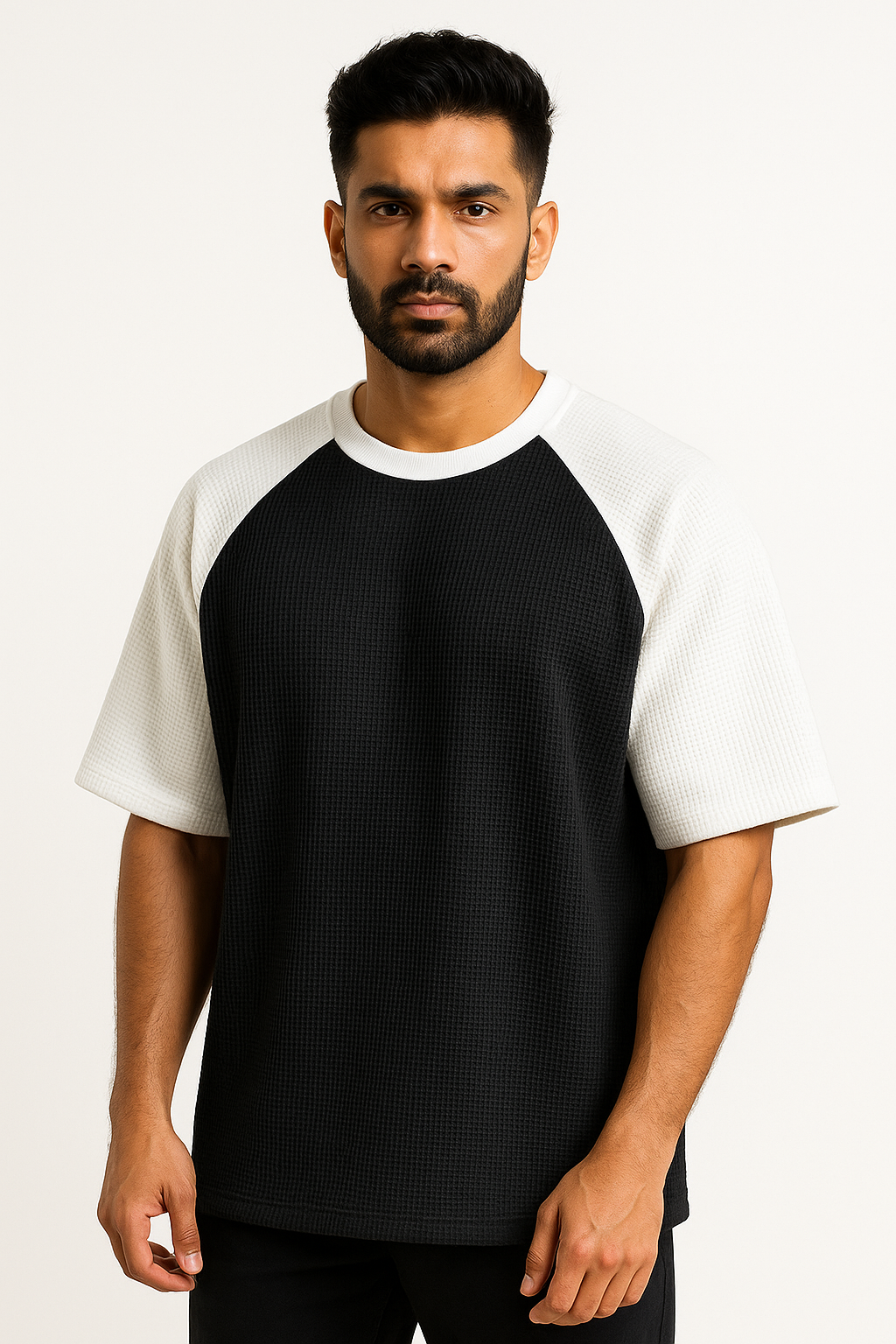 Pack of 2 Oversized Raglan Waffle Knit T-Shirts