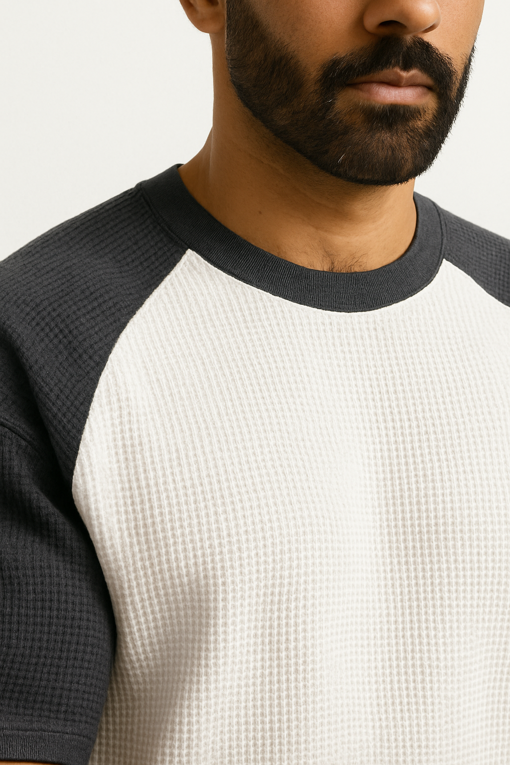 Pack of 2 Oversized Raglan Waffle Knit T-Shirts