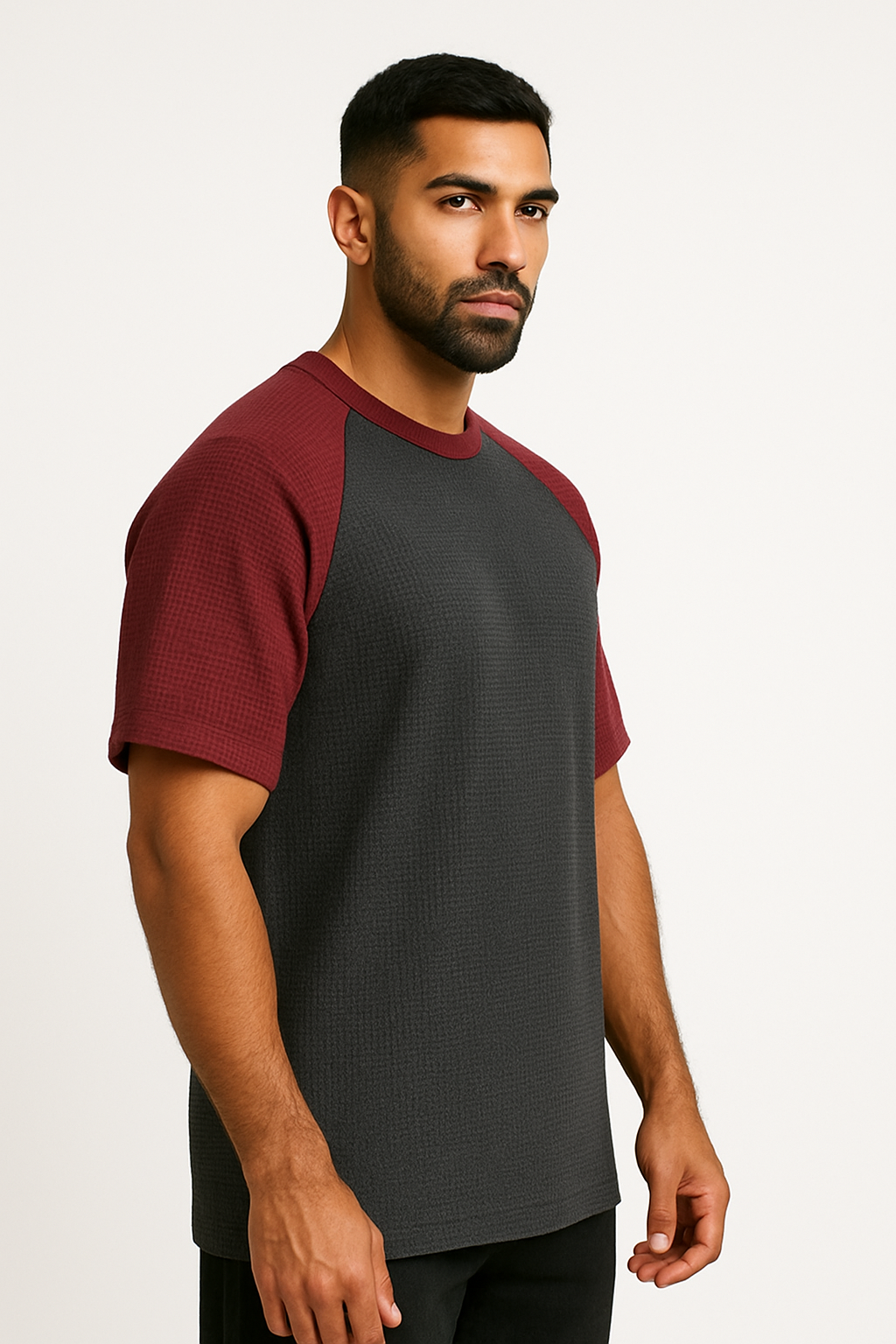 Pack of 2 Oversized Raglan Waffle Knit T-Shirts