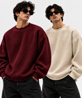 Pack of 2 Maroon & Beige Waffle-Knitted Sweatshirts