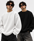 Pack of 2 Black & White Waffle-Knitted Sweatshirts