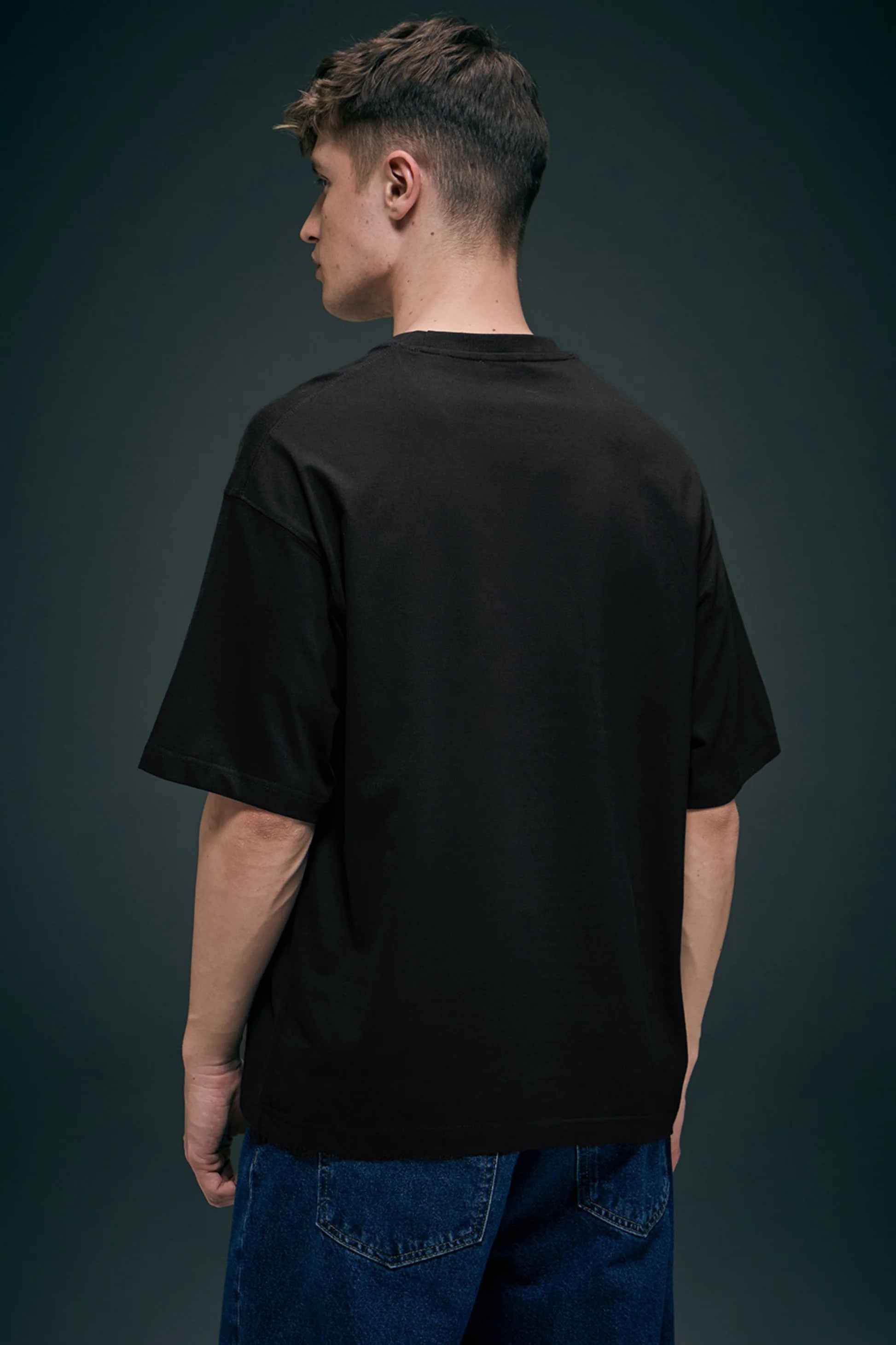 Black Oversized Drop Shoulder