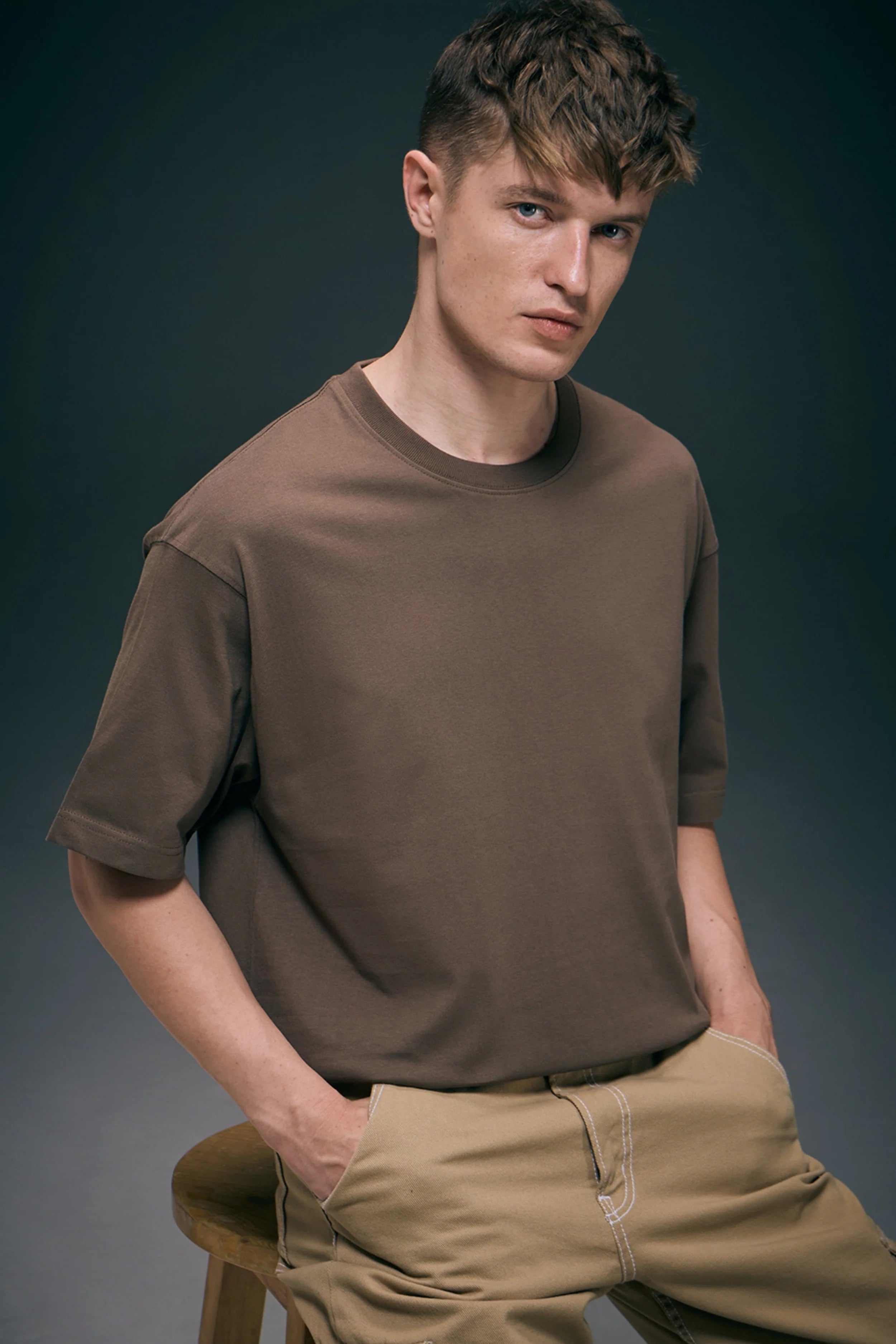 Dark Tan Oversized Drop Shoulder