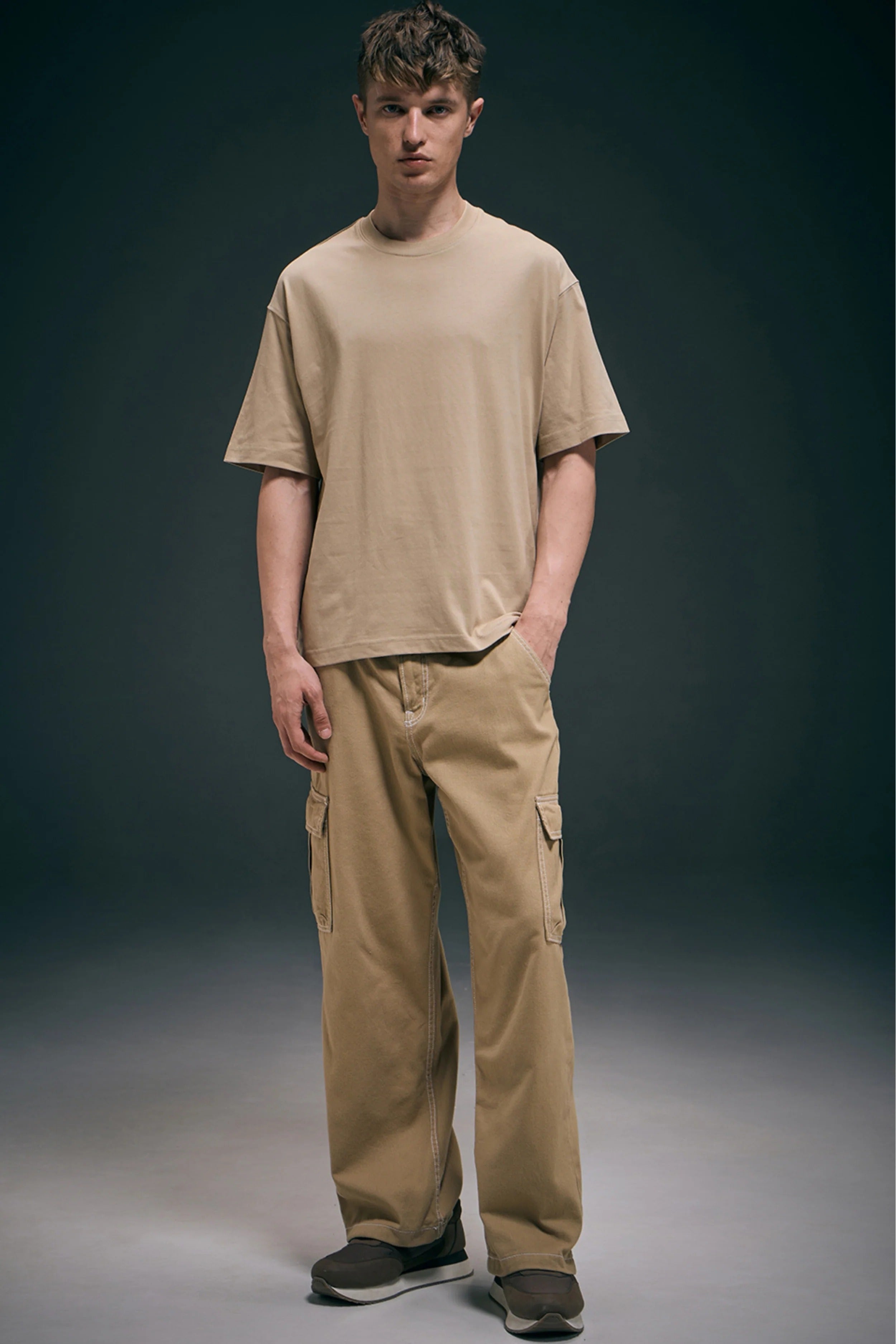 Beige Oversized Drop Shoulder
