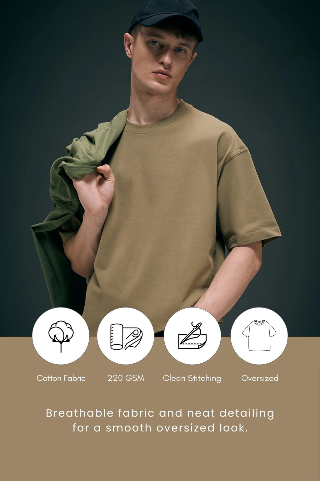 Olive Oversized Drop Shoulder