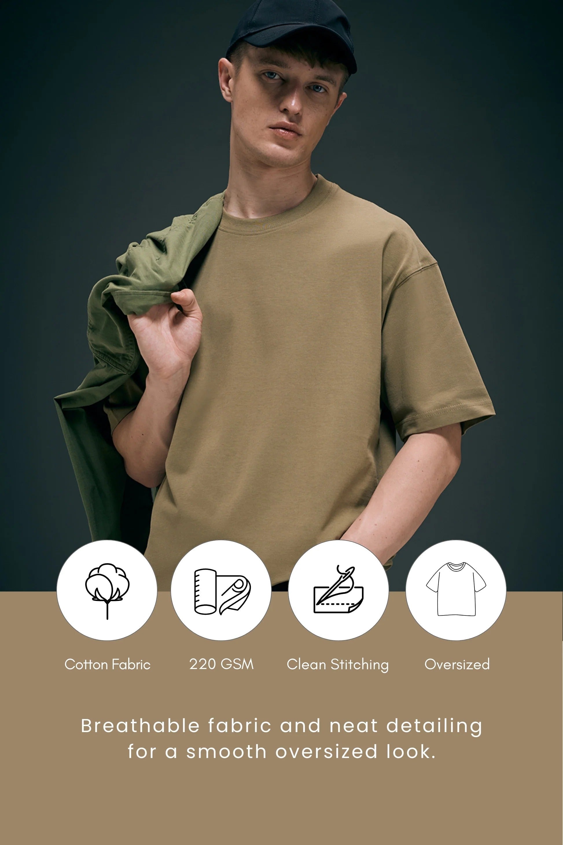 Olive Oversized Drop Shoulder