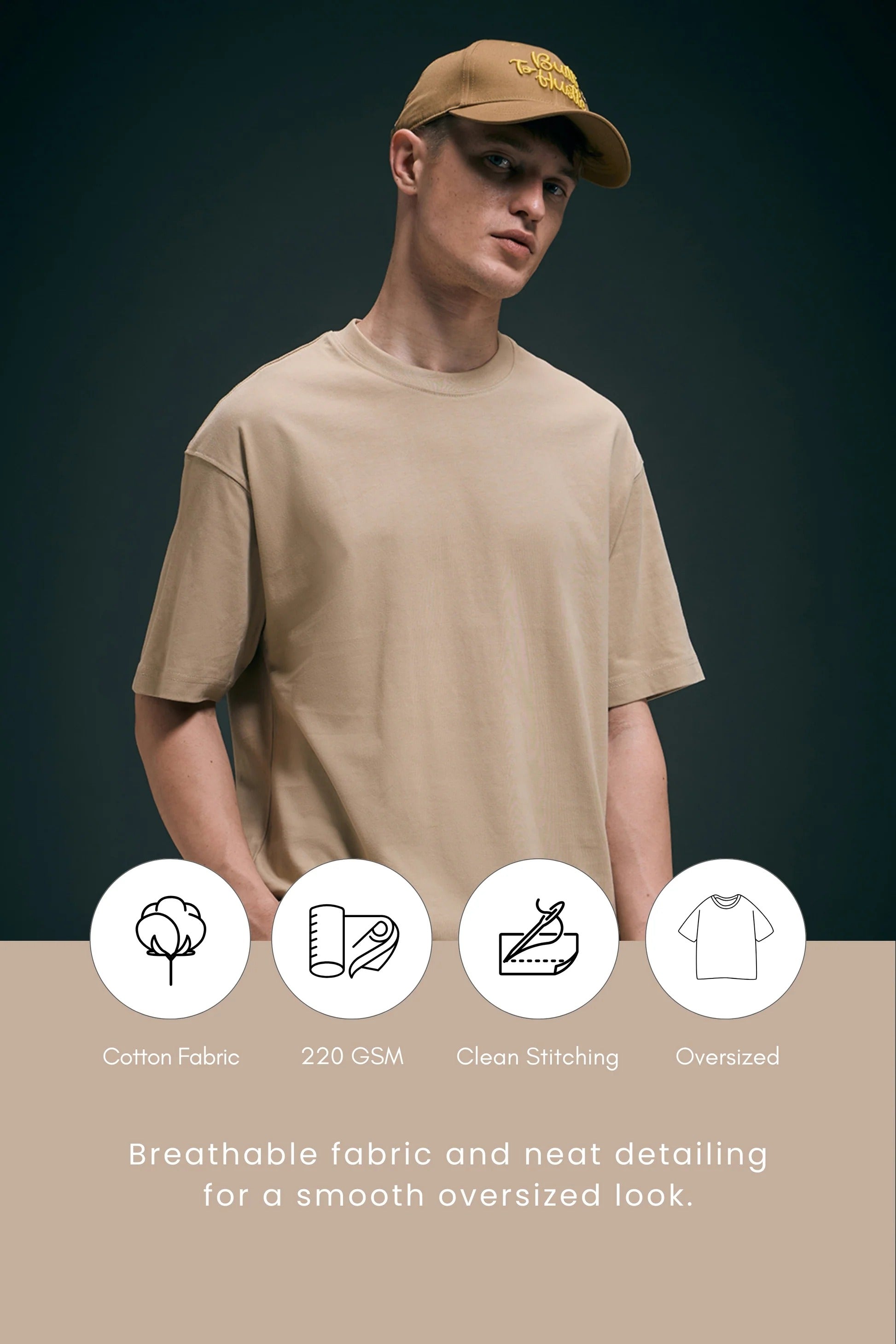Beige Oversized Drop Shoulder