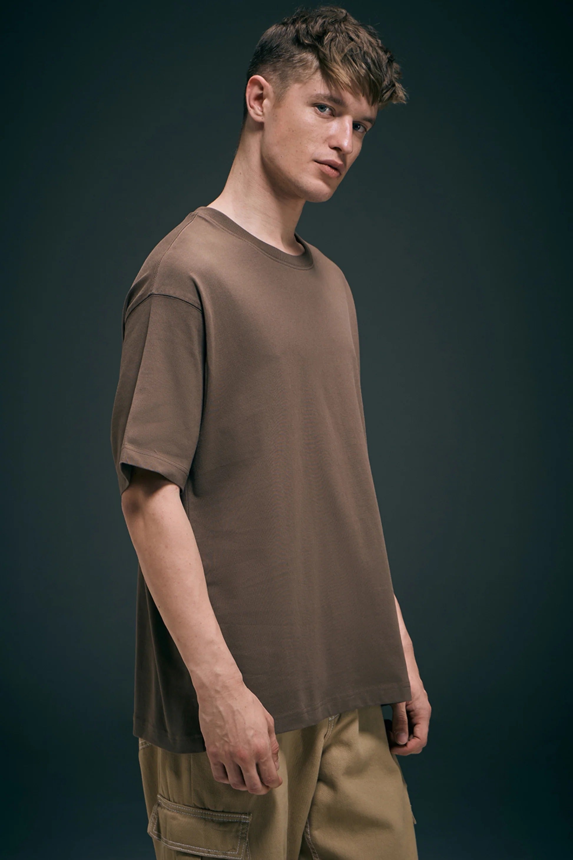 Dark Tan Oversized Drop Shoulder