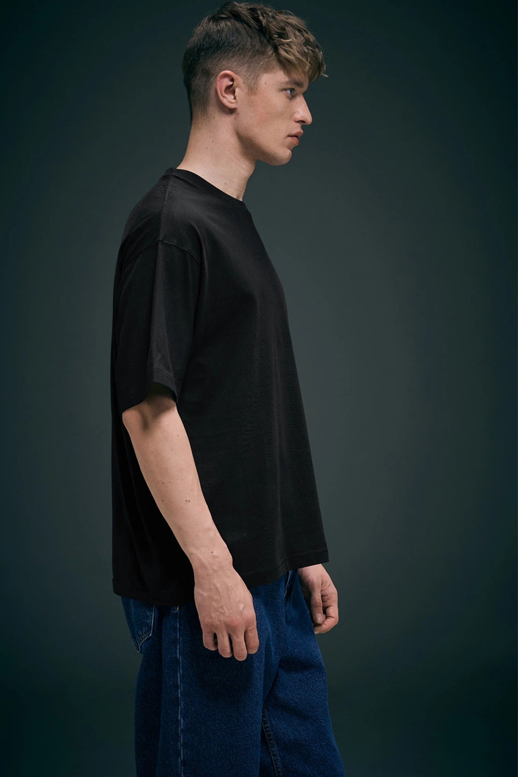 Black Oversized Drop Shoulder